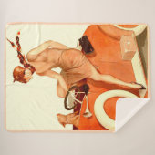 1920s vrouw, auto en hond sherpa deken (Voorkant (horizontaal))