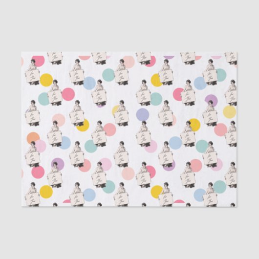 1920s vrouw & kleurrijke Stippen "voor u" Tissuepapier (Voorkant)