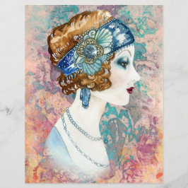  1920's vrouw over oud papier