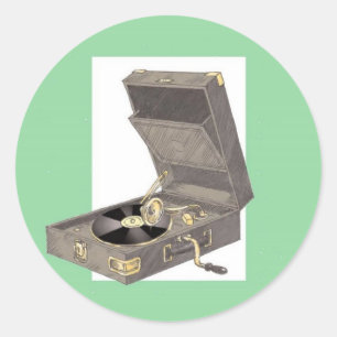 1920s Wind Up Gramaphone Ronde Sticker