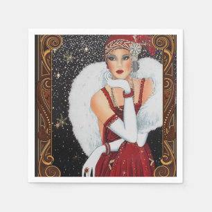 1920s Winter Flapper Vrouw Servet