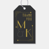 1920s Zwart en Goud Dank U Trouwcadeau Labels Cadeaulabel (Voorkant)