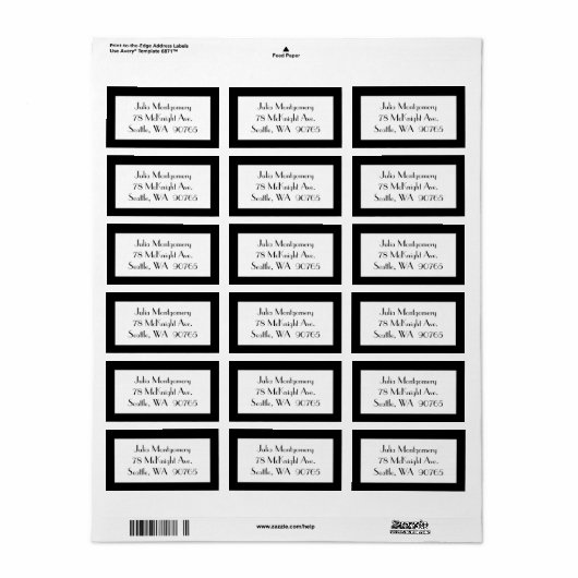 1920's Zwart-wit RSVP-adreslabel Etiket (Full Sheet)