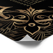 1920s Zwarte Great Gatsby Art Deco zitplaatskaart  Poster (Hoek)