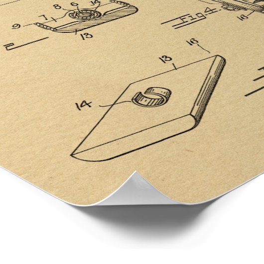 1921 Bicycle Pedal Design Patent Art-afdrukken Poster (Hoek)