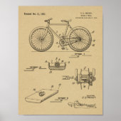 1921 Bicycle Pedal Design Patent Art-afdrukken Poster (Voorkant)