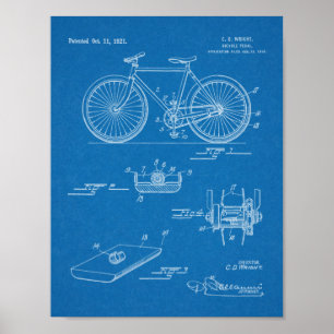 1921 Bicycle Pedal Design Patent Art-afdrukken Poster