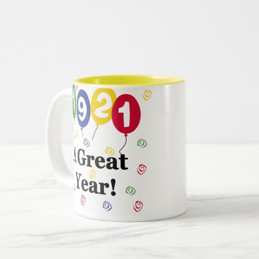 1921 Een grote jaardag Tweekleurige Koffiemok (Voorkant links)