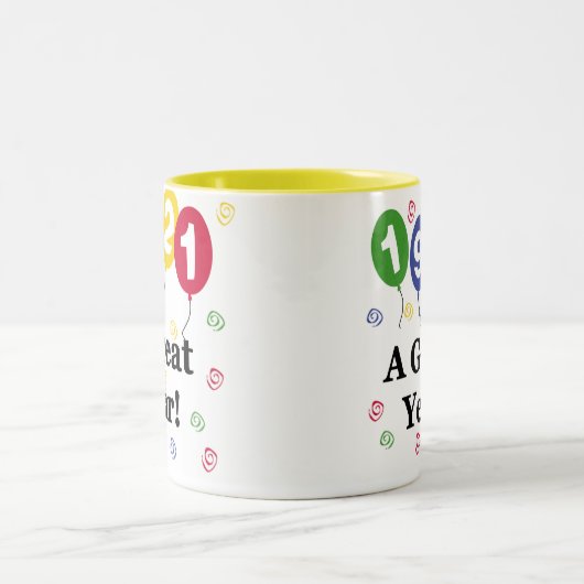 1921 Een grote jaardag Tweekleurige Koffiemok (Center)