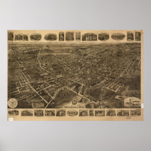1921 Middletown, NY Birds Eye Uitzicht Panorama Poster