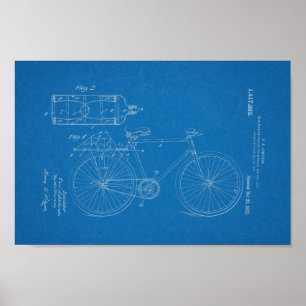 1922 blauwdruk voor fietspatronen afdrukken poster