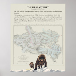 1922 British Everest Expedition Vintage Map Art Poster