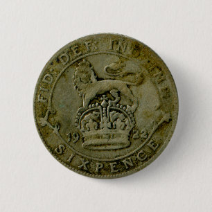 1922 British sixpence-toets Ronde Button 5,7 Cm
