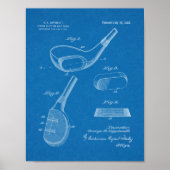 1922 Golf Club Head Design Patent Art Print (Voorkant)