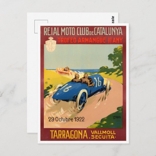 1922 Grote Prijs  race Tarragona Briefkaart (Voorkant / Achterkant)