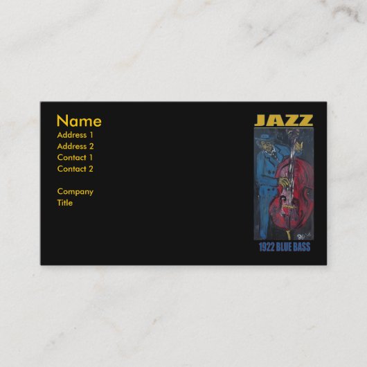 1922 JAZZ BLAUWE BAS VISITEKAARTJE (Voorkant)