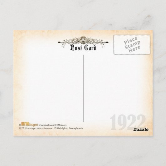 1922  krantenreclame briefkaart (Achterkant)