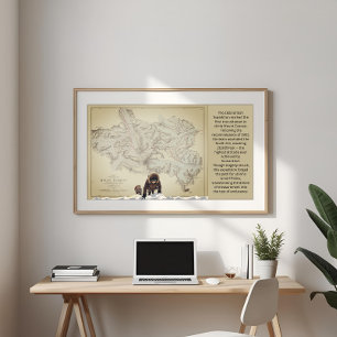 1922 Mallory Everest-expeditie Vintage Kaart Kunst Poster