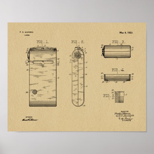 1923 Compact camera Patent Art Drawing Print (Voorkant)
