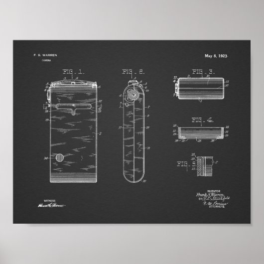 1923 Compact camera Patent Art Drawing Print (Voorkant)