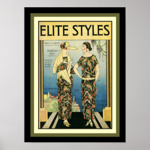 1923 Elite Styles Art Deco Mode Afdrukken 12 x 16 Poster