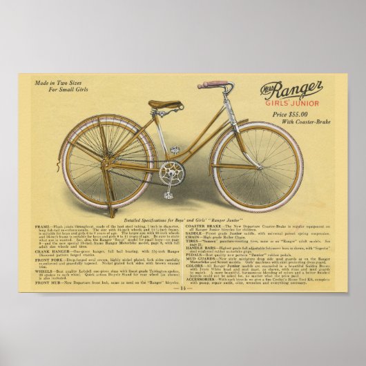 1923 Girls Junior Ranger Bicycle en Art Poster (Voorkant)