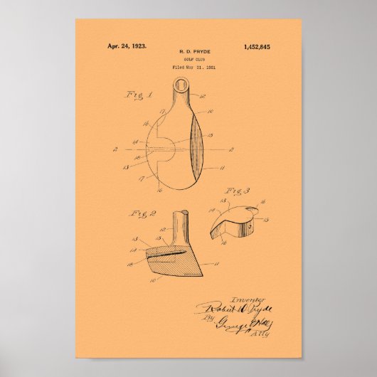 1923 Golf Club Patent Art Print (Voorkant)