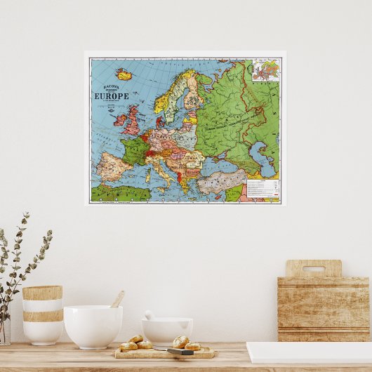 1923 Kaart van Europa Poster (Keuken)