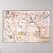 1923 KAART VAN INDIASE VOORBEHOUDEN POSTER (Voorkant)