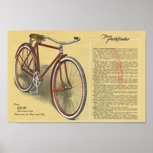 1923  Mannen Pathfinder-fiets en kunstmatig Poster (Voorkant)