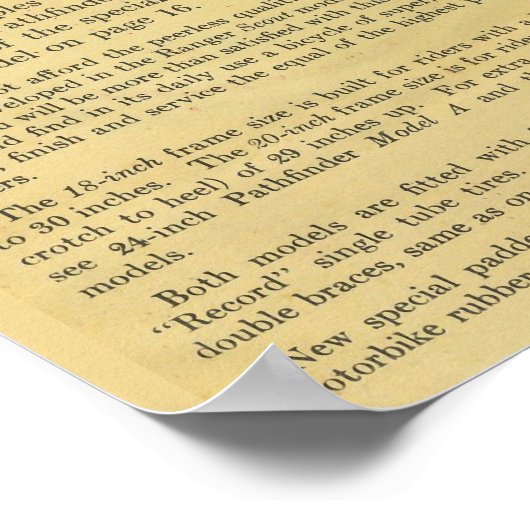 1923 Pathfinder-fiets en kunstartikel-Poster Poster (Hoek)