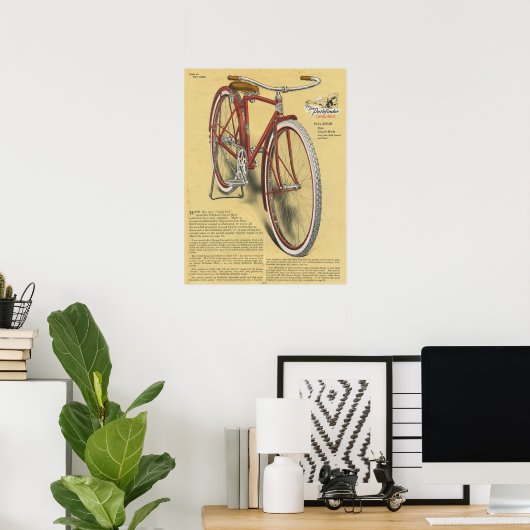 1923 Pathfinder-fiets en kunstartikel-Poster Poster (Thuiskantoor)