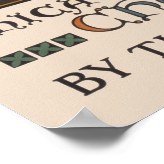 1923 Poster van een kerk met Glazen in lood raam. (Hoek)