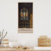1923 Poster van een kerk met Glazen in lood raam. (Keuken)