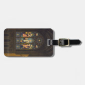 1923 Poster van een kerk met Glazen in lood raam. Bagagelabel (Voorkant horizontaal)