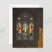 1923 Poster van een kerk met Glazen in lood raam. Briefkaart (Voorkant / Achterkant)