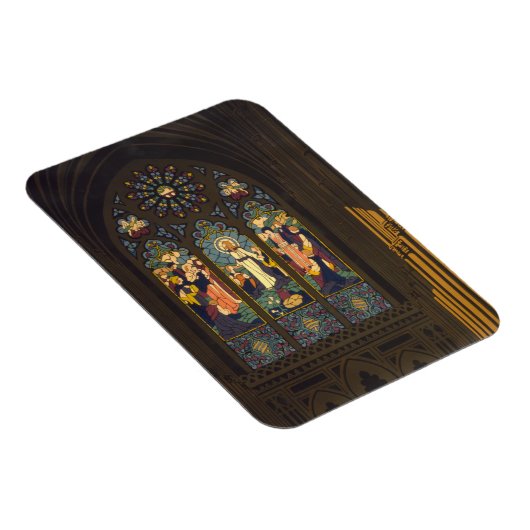 1923 Poster van een kerk met Glazen in lood raam. Magneet (Rechterzijde)