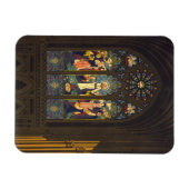 1923 Poster van een kerk met Glazen in lood raam. Magneet (Horizontaal)