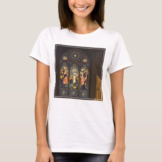 1923 Poster van een kerk met Glazen in lood raam. T-shirt (Voorkant)