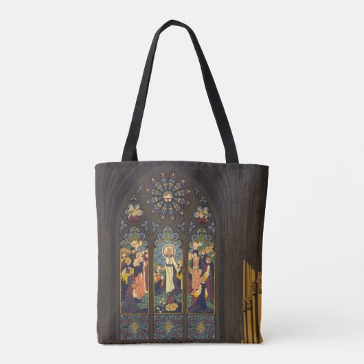 1923 Poster van een kerk met Glazen in lood raam. Tote Bag (Achterkant)