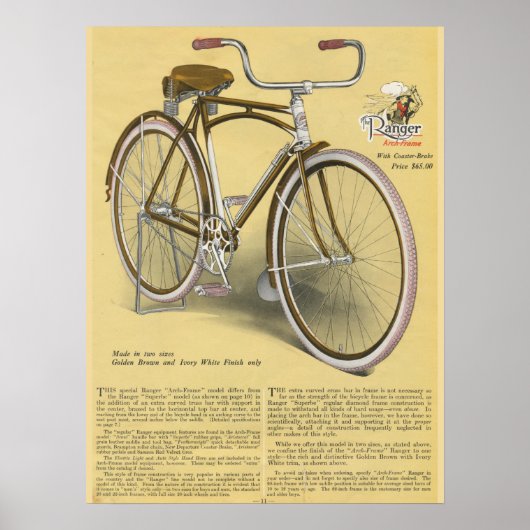 1923 Ranger Arch Lijst fietsen en art Poster (Voorkant)