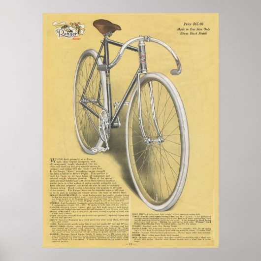 1923  Ranger Racer Bicycle en Art Poster (Voorkant)