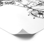 1924 Flying Bicycle Airplane Patent Drawing Print (Hoek)