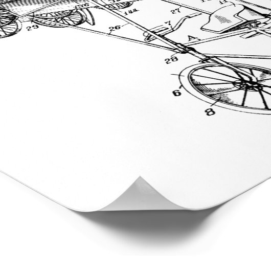 1924 Flying Bicycle Airplane Patent Drawing Print (Hoek)