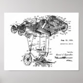1924 Flying Bicycle Airplane Patent Drawing Print (Voorkant)