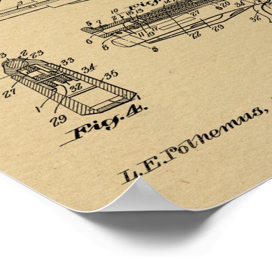 1924 Knife Kunsttekening Pistool Patent Poster (Hoek)