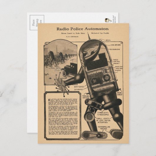 1924-ontwerp voor de automatisering van de radiop briefkaart (Voorkant / Achterkant)