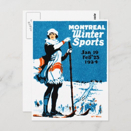 1924 Poster van de wintersport in Montreal Briefkaart (Voorkant / Achterkant)