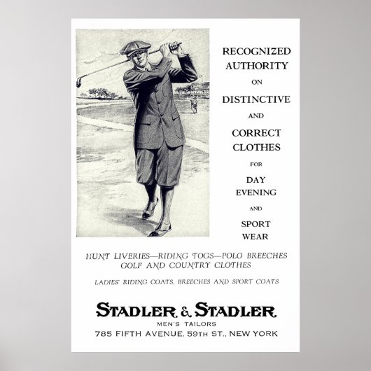 1924 Tailors Golf Clothing Advertisement Print (Voorkant)