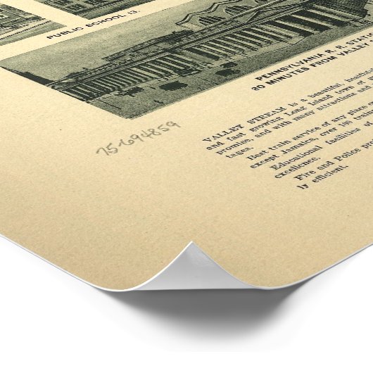 1924 Valley Stream NY Birds Eye Uitzicht Panoramic Poster (Hoek)